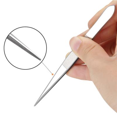 China Stainless Steel Eyelash Extensions Tweezers Different Eyebrow Tip Eyebrow Las Extension Round Shiny Silver Wick Tweezers for sale