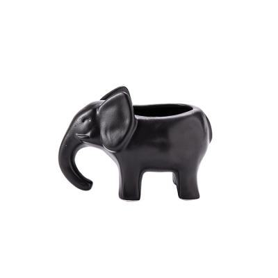 China simple design Mini Frosted Baby Elephant Animal Clay Flower Pot white matte luster Hand-sealed with cement new for sale