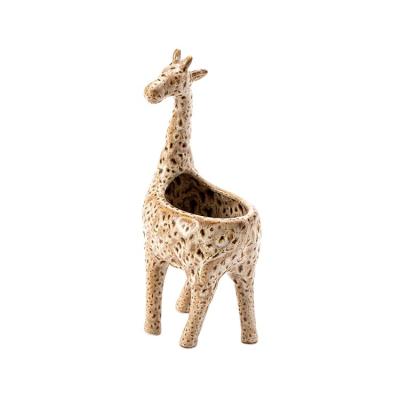 China Manual Grouting Indoor Creative Cartoon Mini Giraffe Shaped Animals Kiln Chandelier Flowerpot Decoration Kiln Glazed Ceramic Flower Pot for sale