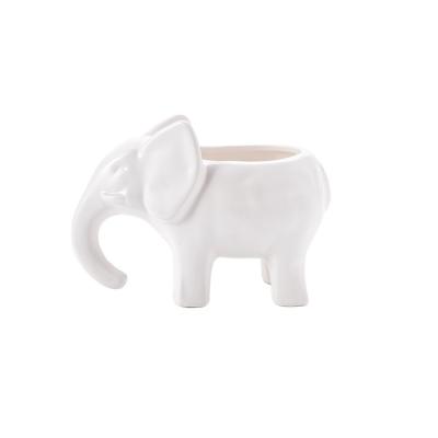 China 2022 small matte ceramic table shape animal flowerpot desk gifts novelty chandelier flower pot decor Hand-sealed elephant cement for sale