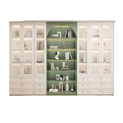 China Modern Factory Direct Sale Wooden Book Cupboard Sliding Door Bookcase With Shelves for sale