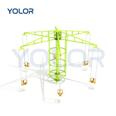 China Hot Selling Ages 5-12 Amusement Park Project Design Unpowered Labor Pull Rope Swing and Spin Single Ride Flying Chair for Sale for sale