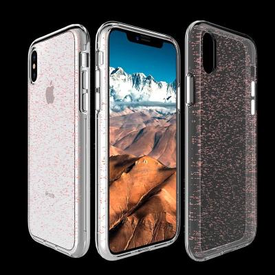 China Wholesale Anti-scratch Metal PC+TPU 3in1 Button Glitter Clear Phone Case For Iphone X for sale