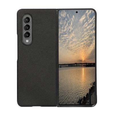 China New Design Shockproof Premium Fashion Hard PC Cell Phone Shockproof Genuine Leather Back Cover Case For Samsung Galaxy Z Fold 3 5G for sale