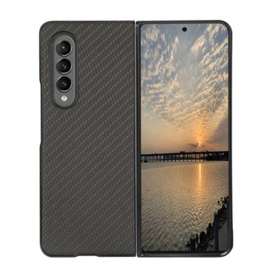 China New Trend Carbon Fiber Leather Pattern PU Ladies Men Cell Phone Back Cover Shockproof Case For Samsung Galaxy Z Fold 3 5G for sale