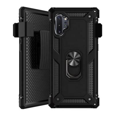 China With Belt New 3in1 TPU Creative Luxury Shape PC Armor Ring Kickstand Belt Clip Holster Mobile Phone Back Cover Shape Of Clip For Samsung Galaxy Note 10 Pro for sale