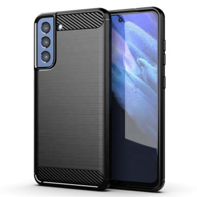 China New Premium Shockproof TPU Soft Carbon Fiber Brushed Modern Shockproof Mobile Phone Back Cover Popular Case For Samsung Galaxy S21 Fe for sale