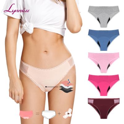 China Lynmiss Menstrual Period Diapers Leak Proof Women Antibacterial Wholesale Cotton Lady 4 Absorbent Underwear Panties for sale