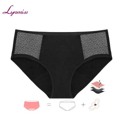 China LYNMISS 2021 Antibacterial Geometric Plaid Organic Period Panties Plus Size Bamboo Cloth Menstrual Period Custom Underwear For Girls for sale