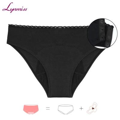 China LYNMISS Antibacterial Bikini Period Panties With Button Suitable For Teens Lace Up Leakproof Underwear Women Menstrual Panties for sale