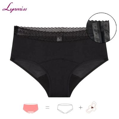 China LYNMISS 2021 Button Leak Proof Antibacterial Period Panties For Teens Underwear Soft Bamboo Fiber Women Black Menstrual Panties for sale