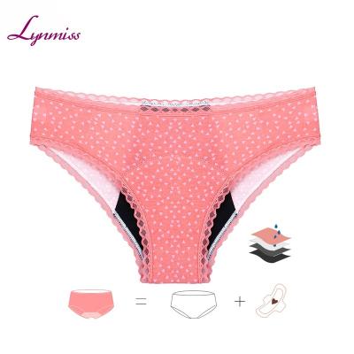 China LYNMISS Antibacterial 2021 Teens Organic Cotton Panties For Menstrual Leakproof Underwear 4 Layers Period Underwear Calzones Mujer Panties Beautiful for sale