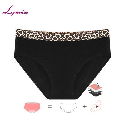 China LYNMISS QUICK DRY Leopard Leakproof Period Panties Women Sexy Reusable Menstrual Underwear Seamless Cotton 4 Layers for sale