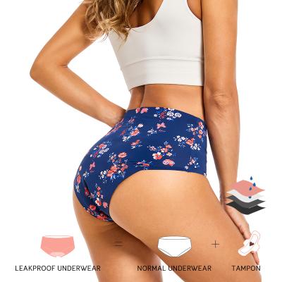 China LYNMISS Antibacterial Bonded Floral Period Panties For Menstrual Menstrual Period Underwear Panties Girls Seamless Absorbent Panties Women for sale