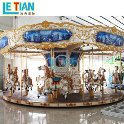 China Theme Park Rides Manufacturer Kids Outdoor Playground 26 Seats Luxury Canton Carousel Horse For Sale for sale