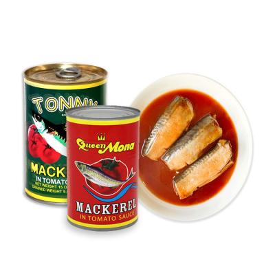 China Good quality canned 425g canned mackerel fish in tomato sauce and in brine with lower price for sale