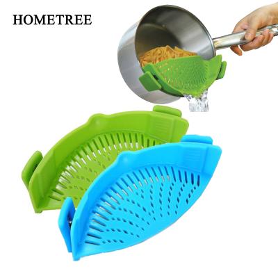 China New Silicone Pot Viable Edge Strainer Funnel Sieve Kitchen Rice Blanching Colander Kitchen Circulator Accessories H497 for sale