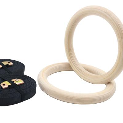 China Fitness Workout Pull Ups Dips Exercise Gym Wooden Gymnastic Rings for sale