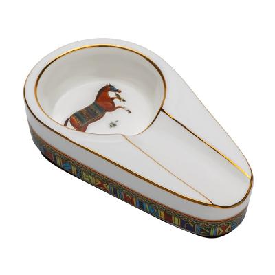 China Oriental illustration Mini Ceramic Cigar Ashtray portable hot creative cigarette ashtray sales for sale