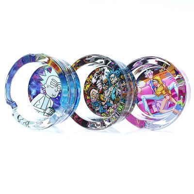 China Good Price Portable Crystal Hand Cut Glass Ashtray Ricky and Morty Clear Glass Ashtray for sale