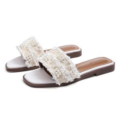 China Hot Sale Lightweight Microfiber Braid With Flat Slippers Sandals Women Slippers for sale