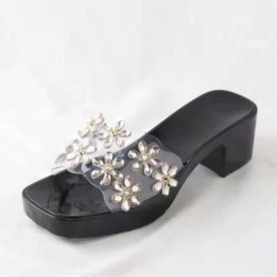 China Wholesale custom made ladies lightweight relieve square high heels anti-slippery sandals for women for sale