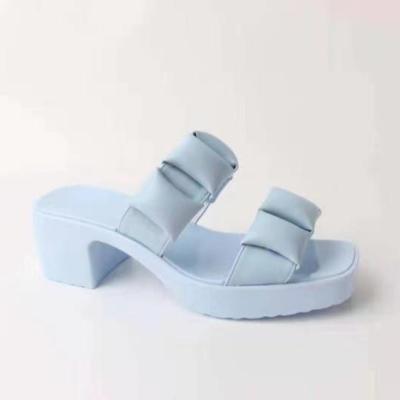 China 2021 New Arrivals Lightweight Size Increasing Block Heels Non-slip Slippers Sandals For Women for sale