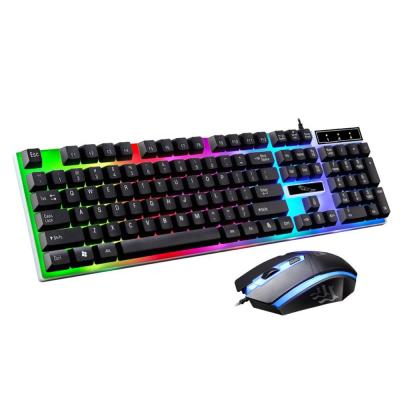 China Factory Direct Sale OEM LED Rainbow Color Waterproof Backlight Wired Gaming Feel Mechanical Gaming Keyboard Mouse Combo for sale