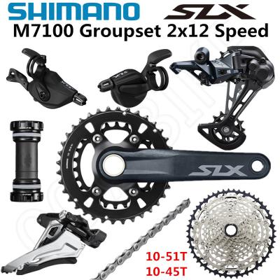 China SHIMANO ALLOY DEORE SLX M7100 Mountain Bike Groupset 2x12-Speed ​​10-51T 10-45T M7100 Rear Derailleur Groupset 26-36T 170 175mm Crankset for sale