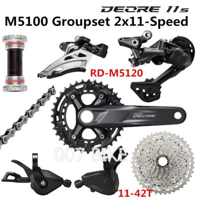 China SHIMANO ALLOY Mountain Bike Groupset 2x11 Speed ​​11-42T 11-51T M5100 22S Rear Derailleur DEORE M5100 Groupset 26-36T 170 175MM Crankset for sale