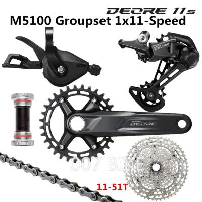 China Bicycle 1x11-Speed ​​11-42T 11-51T M5100 30T 32T 170 175MM Crankset ALLOY SHIMANO DEORE M5100 Groupset MTB Clutch Rear Derailleur Cassette for sale