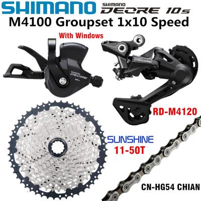 China SHIMANO ALLOY DEORE M4100 Groupset 1x10-Speed ​​42T 46T 50T SL+RD+SUNSHINE+HG54 M4100 Mountain Bike Shift M4120 M5120 Rear Derailleur for sale