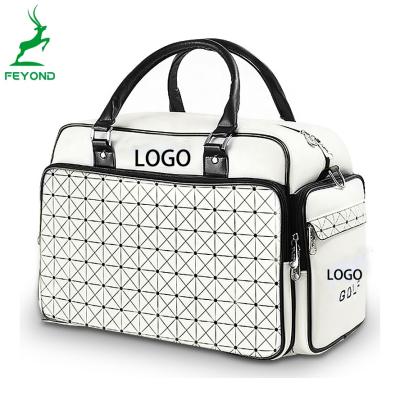 China Classic and Luxury High Quality Lightweight Custom Logo White Color Golf Carry Boston Bags Golf Duffel Bag With Separate Shoes Bag for sale