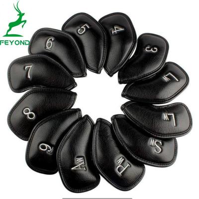 China Durable Fit All Brands Golf 12pcs Thick Synthetic Leather Golf Iron Head Covers Set Headcover for sale