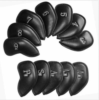 China Soft And Durable All Brands 12pcs Fitted Thick Synthetic Leather Golf Iron Head Covers Set Headcover For Sale for sale