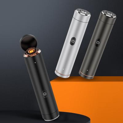 China Single Blade 2 IN 1 USB Windproof Flameless Cigarette Shaver Cigarette Lighter Digital Lighter Shaver for sale