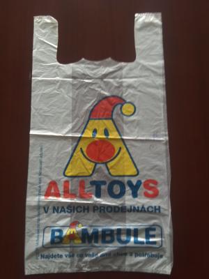 Chine sac à provisions en plastique du T-shirt 16mic de 240+120*450mm - 500/Case, matériel de HDPE à vendre