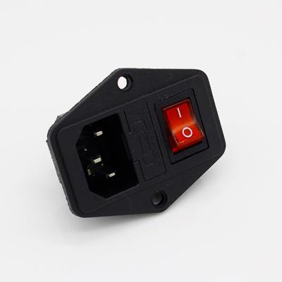 China Power Rocker Switch IEC 3 Pin 320 Inlet C14 Power Sockets Switch Connector Socket 10A 250V Switch for sale