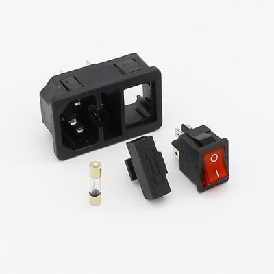 China NEW HIGH QUALITY Red Light Power Rocker Switch Fused IEC 320 C14 Inlet Power Socket Fuse Switch Connector Plug 10A 250V B2C Switch for sale