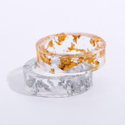 China New Appreance Exquisite Joker Explosions Gold Resin Ring Couples Ring Handmade And Silver Aluminum Ring for sale