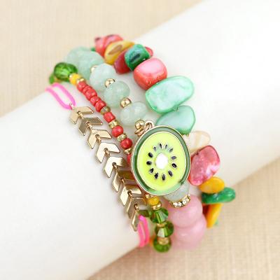 China Zircon Freshwater Charm Rainbow Bracelet Vintage Fashion Pearl Elastic Bead Bracelet for sale