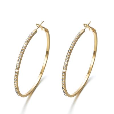 China Hyperbole 2021 Big Large Crystal Diamond Statement Hoop Earrings Fashionable Jewelry Wholesale for sale