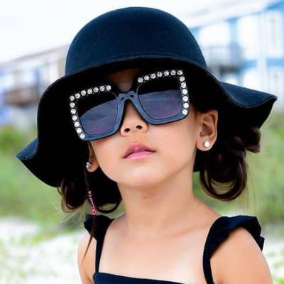 China High Quality Fashion Personality Box Sunglasses for Boys and Girls Glass Diamond Children UV Sun Glasses for sale