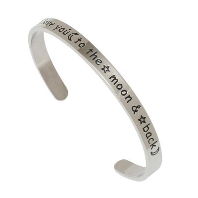 China CLASSIC High Quality Custom Bending Expandable Stainless Steel Flat Cuff Bangle Inspiration Jewelry Gifts For Girlfriend Boyfriend for sale