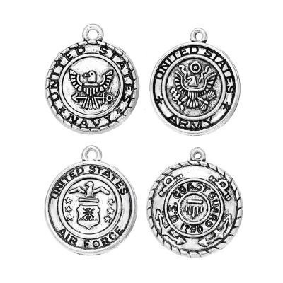 China 20pcs Metal USA Military Collection CLASSIC MIXED Zinc Alloy Charms Army Navy Air Force Coast Guard Pendant for sale