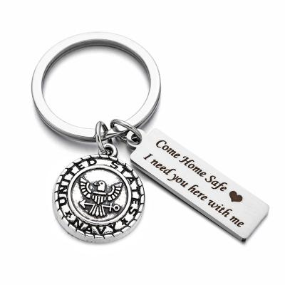 China Metal Navy Military Charms Come Home Key Chain Safe I Need You Here With Me Gift For Dad Husband Friend for sale