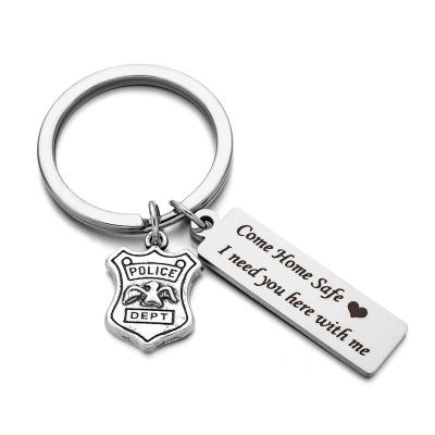 China Metal Police Cop Military Charms Come Home Key Chain Safe I Need You Here With Me Gift For Dad Husband for sale