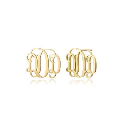 China Hot Sale TRENDY Gold Plating Personalized 26 Cavity A-Z Initial Letter Stud Charm Earrings For Women Piercing Alphabet Jewelry for sale