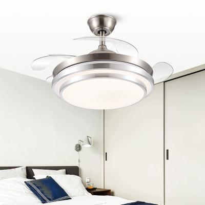 China Customization Retractable Ceiling Fan Crystal Luxury Ceiling Fan Light 3000+4200+6000k Three Color Modern Temperature Adjustment for sale