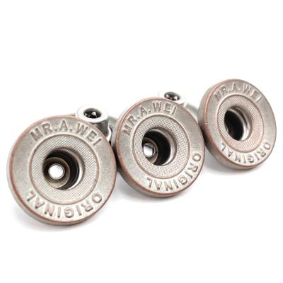 China OEM Wholesale Nickel Free Logo Metal Button Copper Jeans Custom Made Buttons for Clothing Pant for sale